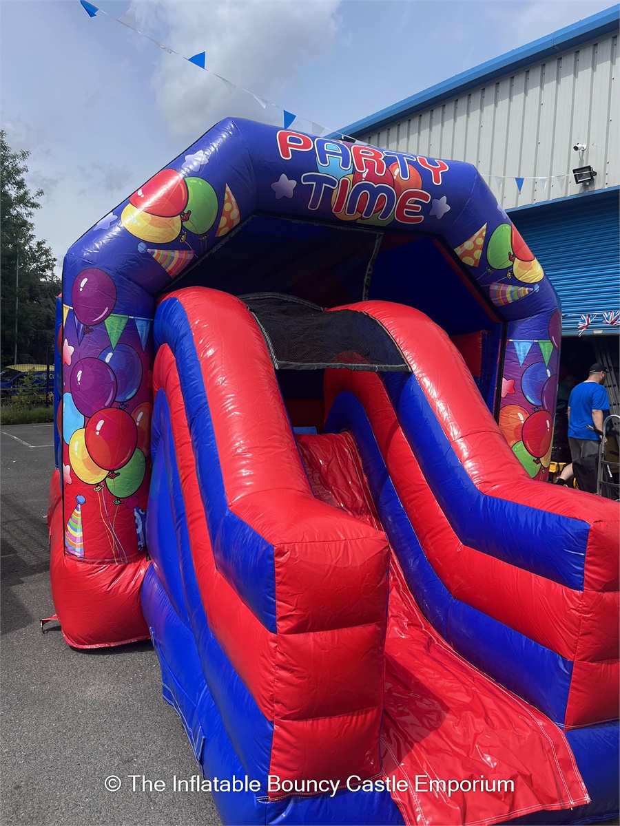 Partytime Red & Blue Front Slide Combo - Bouncy Castle & Soft Play Hire ...