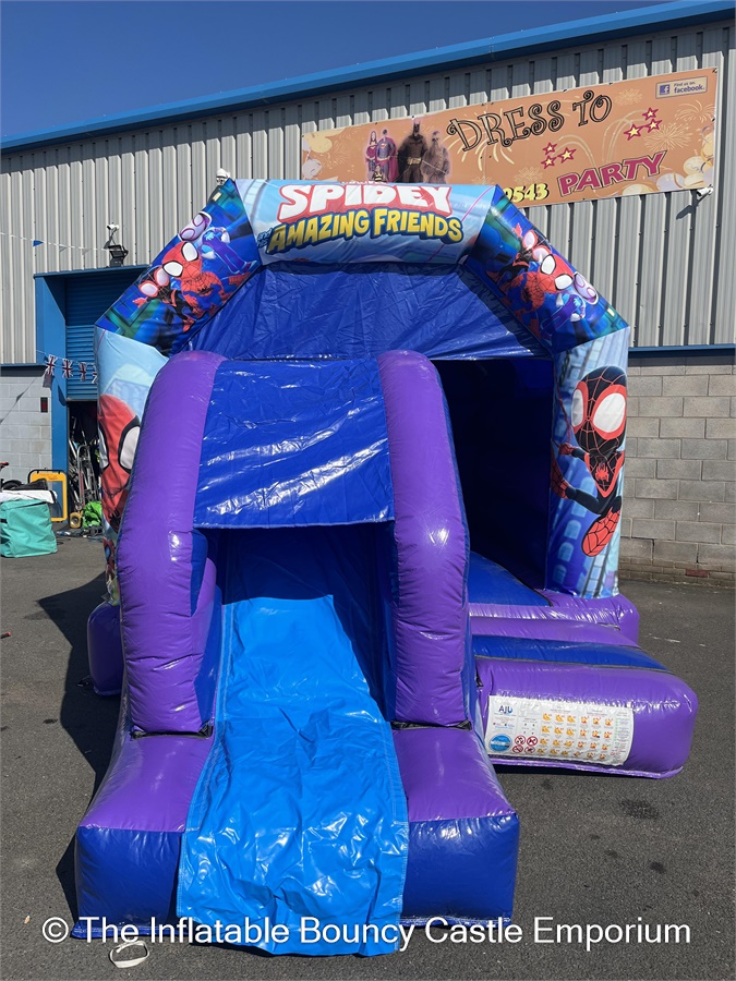 Spidey & His Amazing Friends Disco Bouncy Castle Front Slide Combo ...