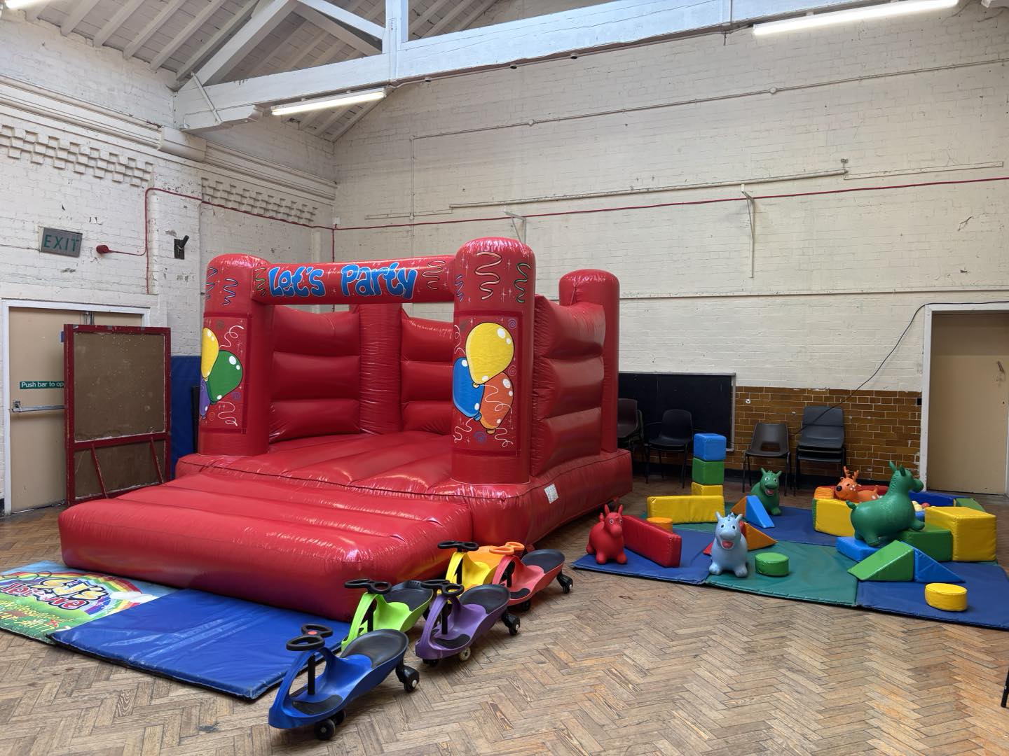 Inflatable party package set up at Lark Lane Community Centre in Liverpool
